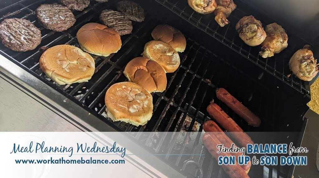Grilled hamburgers, chicken legs, and sausaget for the 4th of July
